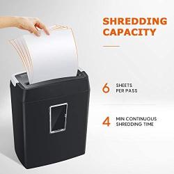 Bonsaii 6-Sheet Cross-Cut Paper Shredder, Shredders for Small Office & Home Use,4-Minute Continuous Running Time, 3.4 Gallons Wastebasket, Grey(C204-C)