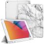 Fintie Case with Pencil Holder for iPad 8th Gen (2020) / 7th Generation (2019) 10.2 Inch - Slim Shell Hard Case with Translucent Frosted Stand Back Cover, Supports Auto Wake/Sleep, Marble White