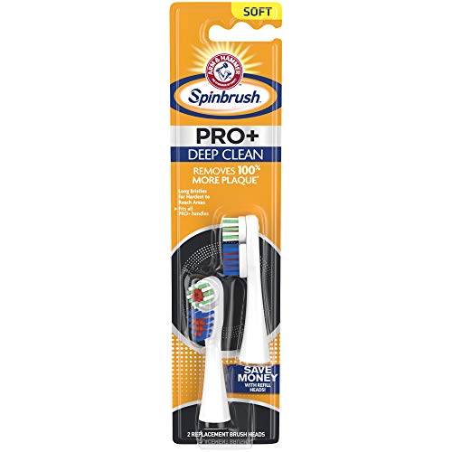 Arm & Hammer Spinbrush PRO+ Deep Clean Powered Toothbrush Replacement Brush Heads (Refills), Soft, 2 Count