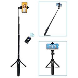 Fugetek Portable 48'' Selfie Stick & Tripod, All in One, Lightweight Aluminum, Photos, FaceTime, Video Teaching, Bluetooth Remote Compatible with iPhone 11/Xs MAX/XR/XS/X/8/8 Plus, Galaxy S10/S9/S9