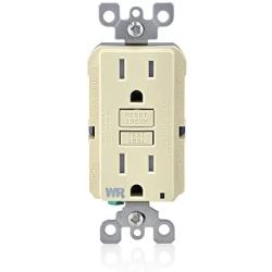 Leviton GFWT1-I Self-Test SmartlockPro Slim GFCI Weather-Resistant and Tamper-Resistant Receptacle with LED Indicator, 15 Amp, Ivory