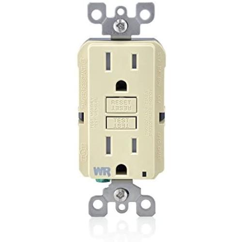 Leviton GFWT1-I Self-Test SmartlockPro Slim GFCI Weather-Resistant and Tamper-Resistant Receptacle with LED Indicator, 15 Amp, Ivory