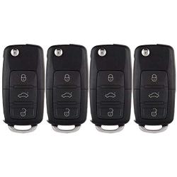 SELEAD Flip Key Fob 4 Buttons Keyless Entry Remote SHELL CASE fit for 2002-2010 Volkswagen Beetle Golf Jetta Passat Antitheft Keyless Entry Systems HLO1J0959753AM 4pcs