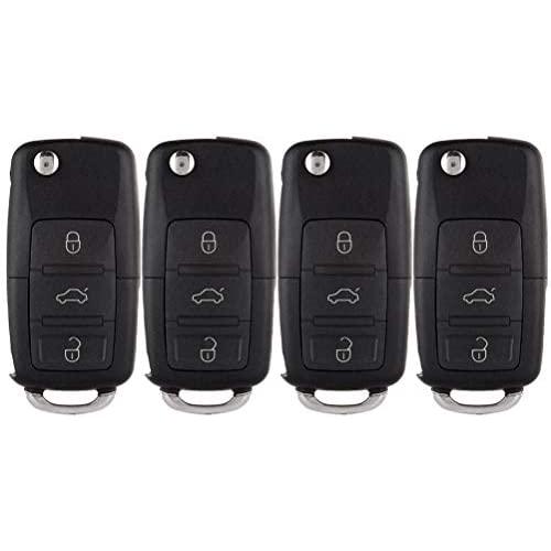 SELEAD Flip Key Fob 4 Buttons Keyless Entry Remote SHELL CASE fit for 2002-2010 Volkswagen Beetle Golf Jetta Passat Antitheft Keyless Entry Systems HLO1J0959753AM 4pcs