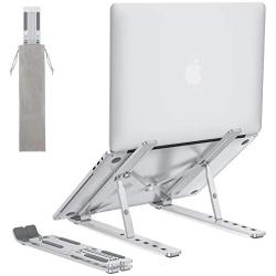 Portable Laptop Stand for Desk - OMOTON LA02 Adjustable Foldable Aluminum Laptop Holder Riser, Compatible with MacBook Air, MacBook Pro, HP, Dell, Lenovo and More (Up to 15.6), Silver