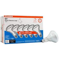 Sylvania 65W BR30 Indoor Flood Light Bulbs, Soft White 130V - 15172 - Dimmable (6 Pack)