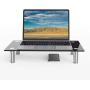 WALI Tempered Glass Monitor Riser Desktop Stand Height Adjustable Table Top for Flat Screen LCD LED TV, Laptop, Notebook, Display (GTT001B), Black