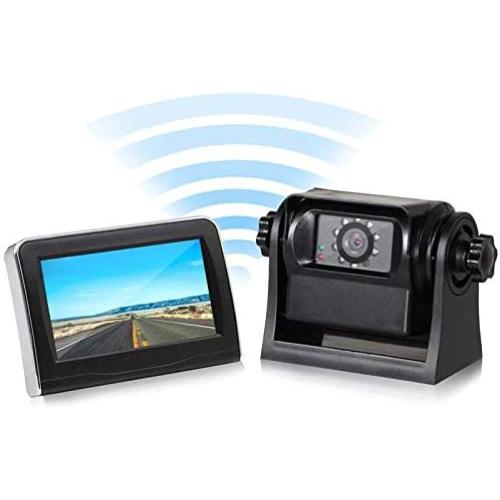 EWAY WiFi Wireless Magnetic Trailer Hitch Backup Rear View Camera & 4.3 inch LCD Monitor Safety Battery Powered for Gooseneck Horse Boat Travel Trailer/Fifth Wheels/RV/Camper Car, Removable Guideline