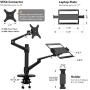 viozon Monitor and Laptop or Tablet Mount, 3-in-1 Adjustable Dual Arm Desk Stands Monitor Arm for 17-32 Computer Screens, Tablet Arm for 4-13 Tablet&Phone Extra Tray Fits 12-17 Laptop (OL-3T-BR)