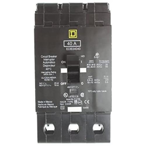 SCHNEIDER ELECTRIC 480Y/277-VOLT 40-AMP EDB34040 Miniature Circuit Breaker 480Y/277V 40A, Black