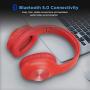 Bluetooth Headphones, Built-in Mic Wired Headset for Cell Phones PC Tablet Home Office-Red