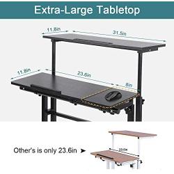 Cocoarm Stand Up Computer Desk, Height Adjustable Standing Desk Sit Stand Converter Computer Desktop Workstation, Moveable with Wheels ((Host Shelf Included))