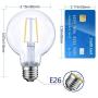 Dimmable LED Edison Light Bulb, G25 (G80) Globe Shape, Clear Glass, 40 Watt Equivalent, 2700K Soft White, Christmas Light, E26 Standard Base, UL Listed, 6-Pack