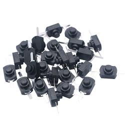 mxuteuk 50pcs Black Self-Lock Micro Push Button Switch DC 30V 1A for DIY SMD Flashlight Type Light Lamp Wall Outlet Latching Mini ON/Off Switch BK-1208