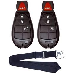 JalopyTrade Pair New Remote Compatible with 2009-2012 Dodge RAM 1500 2500 3500 Pickup Remote Start KEYLESS Remote Key FOB FOBIK + ONE Free Lanyard (2-DO-BL-LY)
