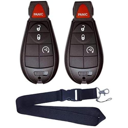 JalopyTrade Pair New Remote Compatible with 2009-2012 Dodge RAM 1500 2500 3500 Pickup Remote Start KEYLESS Remote Key FOB FOBIK + ONE Free Lanyard (2-DO-BL-LY)