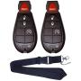 JalopyTrade Pair New Remote Compatible with 2009-2012 Dodge RAM 1500 2500 3500 Pickup Remote Start KEYLESS Remote Key FOB FOBIK + ONE Free Lanyard (2-DO-BL-LY)