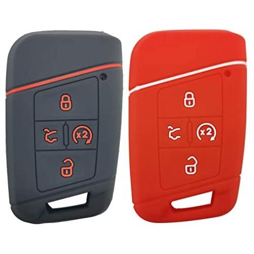 2Pcs Coolbestda Compatible with 2021 2020 2019 VW Volkswagen Tiguan Atlas Jetta Passat Golf Alltrack Push Start Key Fob Sleeve Pouch Case Keyless Entry Protector (Key in ignition OR Flip Key NOT FIT)