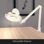 Brightech LightView PRO LED 2.25x Magnifying Glass Clamp Lamp: Daylight Bright Lighted Lens – Dimmable, Adjustable Color Temperature Utility Light for Desk, Table, Task, Craft, Workbench –White