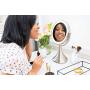 iHome All-in-One, 7X Magnify, 9'' 2-Sided LED Bluetooth Audio, Phone Charging Makeup Mirror, Bright LED Light Up Mirror, Natural Light, Double-Sided Vanity Mirror, Hands-Free Speakerphone