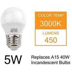 J.LUMI BPC4505 LED Bulb 5W, A15 Bulb, G45 Bulb Shape, 40 Watt Equivalent, E26 Base, 3000K Soft White, Ceiling Fan Light Bulbs, Appliance Bulb, Bathroom Light Bulbs, Non Dimmable (Pack of 4)