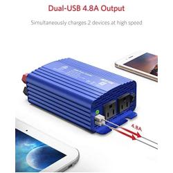 BESTEK 500W Power Inverter DC 12V to 110V AC Converter with 4.8A Dual USB Car Charger ETL Listed (Blue)