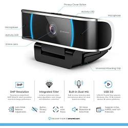 Amcrest 5-Megapixel Webcam with Microphone, Web Cam USB Camera, Computer HD Streaming Webcam for PC Desktop & Laptop w/Mic, Wide Angle Lens & Large Sensor for Superior Low Light (AWC5100)