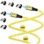 Melonboy Magnetic Charging Cable(2 Pack, 3.3ft/6.6ft), Soft & Tangle-Free Liquid Silicone Cable, 3 in 1 Magnetic Phone Charger Cable Compatible with Type-C, Micro USB and iProduct Devices - Yellow