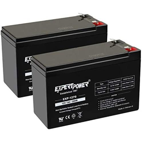 ExpertPower Standard 12V 7AH Rechargeable SLA Battery, (EXP1270-2) - 2 Pack