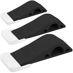 Wundermax Door Stopper Rubber Door Stop Wedge Security Door Stops with Door Holder Rubber Door Stoppers Works On All Floor Types and Carpet Heavy Duty Door Jam (3 Pack Black)