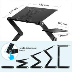Wizgree Adjustable Laptop Stand, Foldable Standing Desk, Height-Adjustable Comfortable Laptop Desk, Portable Bed Table, Ergonomic Sofa and Sofa Bed Tray