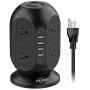 AiJoy Surge Protector Power Strip Tower 8 AC Outlet 3.1A 4 USB Ports for Fast Charging with Extension Cord 10FT