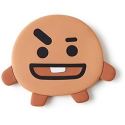 BT21 SHOOKY Character Small Silicone Travel Handheld Hand Mirror for Women and Girls, Brown