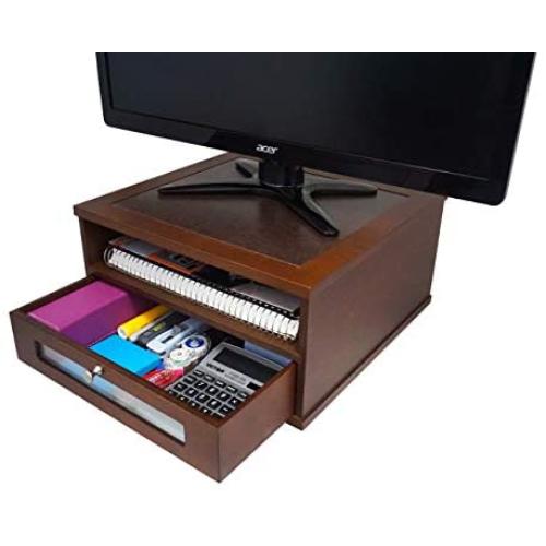 Victor Monitor Riser with Drawer and Slot for Storage, Perfect for Home or Office Environment,No Assembly Required H1175