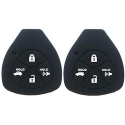 2Pcs XUHANG Sillicone key fob Skin key Cover Keyless Entry Remote Case Protector Shell for TOYOTA Camry Avalon Matrix Corolla Land Cruiser 4 button smart remote key black