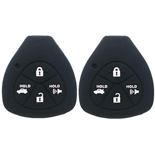 2Pcs XUHANG Sillicone key fob Skin key Cover Keyless Entry Remote Case Protector Shell for TOYOTA Camry Avalon Matrix Corolla Land Cruiser 4 button smart remote key black