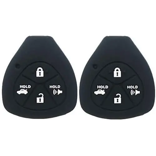 2Pcs XUHANG Sillicone key fob Skin key Cover Keyless Entry Remote Case Protector Shell for TOYOTA Camry Avalon Matrix Corolla Land Cruiser 4 button smart remote key black