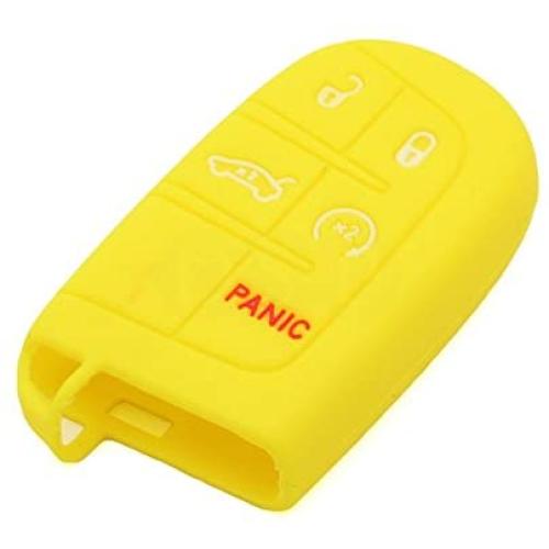SEGADEN Silicone Cover Protector Case Holder Skin Jacket Compatible with DODGE CHRYSLER 5 Button Smart Remote Key Fob CV4750 Yellow