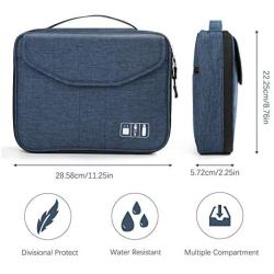 Electronics Bag, Jelly Comb Electronic Accessories Travel Cable Organizer Waterproof Cord Storage Bag for Cables, iPad (Up to 11),Power Bank, USB Flash Drive and More-(Black and Blue)