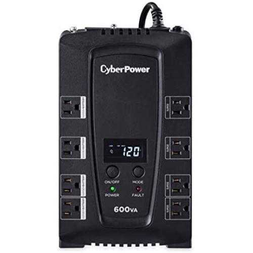 CyberPower CP600LCD Intelligent LCD UPS System, 600VA/340W, 8 Outlets, Compact,Black