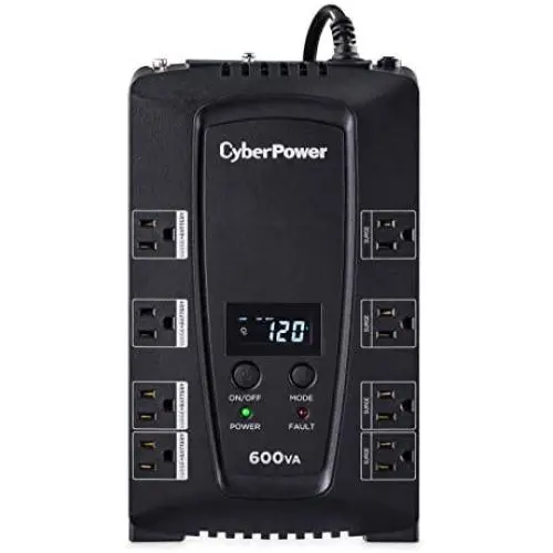 CyberPower CP600LCD Intelligent LCD UPS System, 600VA/340W, 8 Outlets, Compact,Black