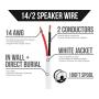 Voltive 14/2 Speaker Wire - 14 AWG/Gauge 2 Conductor - UL Listed in Wall (CL2/CL3) and Outdoor/In Ground (Direct Burial) Rated - Oxygen-Free Copper (OFC) - 100 Foot Spool - White