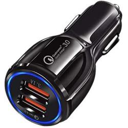 Car Charger, SHOCKTU USB Fast Car Adapter,Dual USB car Charger, Qualcomm 3.0 Car Charger, Fast car Charger 30W 3.1A 12V/24V for iPhone Samsung Galaxy S10 S9 S8 Plus Note9 iPhone 11-Black