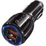 Car Charger, SHOCKTU USB Fast Car Adapter,Dual USB car Charger, Qualcomm 3.0 Car Charger, Fast car Charger 30W 3.1A 12V/24V for iPhone Samsung Galaxy S10 S9 S8 Plus Note9 iPhone 11-Black