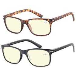 Computer Glasses Set of 2 Anti Glare Anti Reflection Stylish Comfortable Spring Hinge Frames for Men and Women