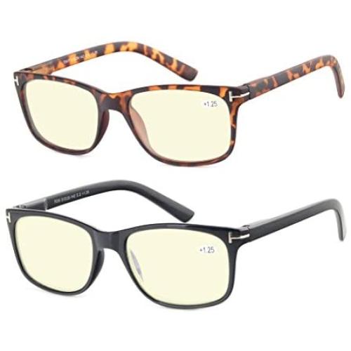 Computer Glasses Set of 2 Anti Glare Anti Reflection Stylish Comfortable Spring Hinge Frames for Men and Women