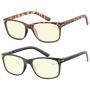 Computer Glasses Set of 2 Anti Glare Anti Reflection Stylish Comfortable Spring Hinge Frames for Men and Women