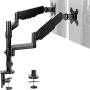 VIVO Dual Monitor Arm Mount for 17 to 32 inch Screens - Pneumatic Height Adjustment, Full Articulating Tilt, Swivel, Heavy Duty VESA Stand with Desk C-clamp and Grommet Option STAND-V002K