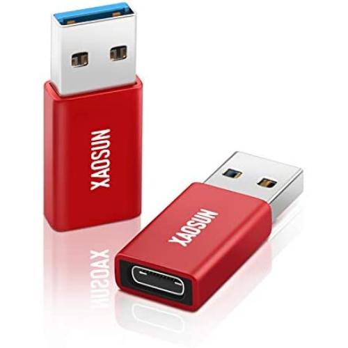 [10Gbps] USB C to USB 3.0 Adapter (2 Pack) - XAOSUN 3.1 USB C Female to USB Male Adapter - Support One-Sided Superfast Data Transmission & 100W Fast Charging - Compatible with Laptops, PC, Chargers