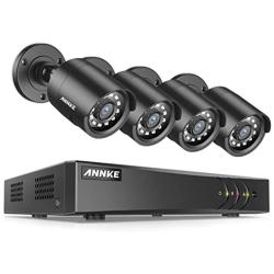ANNKE 8 Channel Security Camera System 5MP Lite H.265+ CCTV DVR Recorder and (4) 1080P Weatherproof Indoor/Outdoor Surveillance Cameras, Email Alert with Snapshots, NO Hard Drive-S300